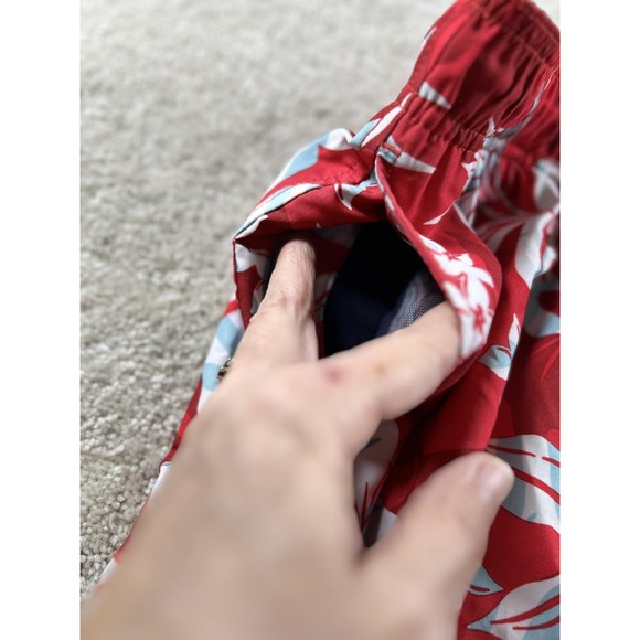 Speedo Shorts Mens Small Red Floral Hawaiian Swim Trunks Board Shorts Mesh Liner - Picture 2 of 5